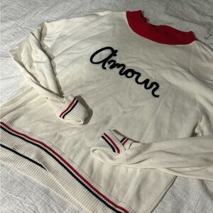 BCBG Generation Cream and Red Sweater